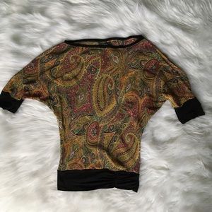 Boatneck Paisley Print Guess Batwing Shirt